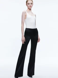 Alice and Olivia TEENY SATIN BOOTCUT PANT BLACK*CLOTHING | CLOTHING