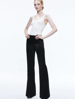 Alice and Olivia TEENY SATIN BOOTCUT PANT BLACK*CLOTHING | CLOTHING