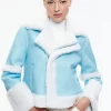 Alice and Olivia TENY VEGAN LEATHER CROPPED COAT ICE/OFF WHITE*FEATURED SHOPS | CLOTHING