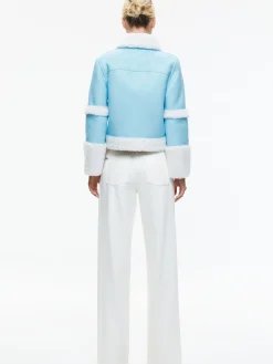 Alice and Olivia TENY VEGAN LEATHER CROPPED COAT ICE/OFF WHITE*FEATURED SHOPS | CLOTHING