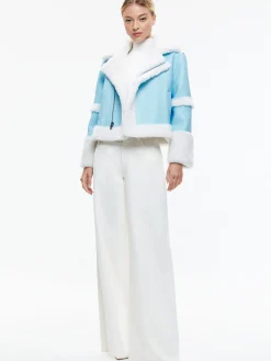 Alice and Olivia TENY VEGAN LEATHER CROPPED COAT ICE/OFF WHITE*FEATURED SHOPS | CLOTHING