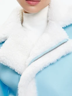 Alice and Olivia TENY VEGAN LEATHER CROPPED COAT ICE/OFF WHITE*FEATURED SHOPS | CLOTHING