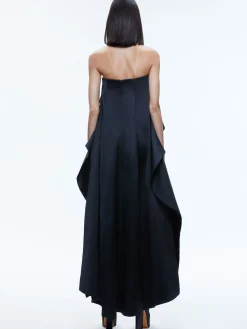 Alice and Olivia THEDA STRAPLESS HIGH LOW DRESS ECRU/BLACK*DRESSES | DRESSES | DRESSES | CLOTHING