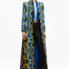 Alice and Olivia THOMAS EMBROIDERED MAXI COAT SAPPHIRE/BLACK*CLOTHING