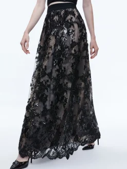 Alice and Olivia TINA EMBELLISHED GOWN SKIRT BLACK*CLOTHING