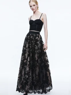 Alice and Olivia TINA EMBELLISHED GOWN SKIRT BLACK*CLOTHING