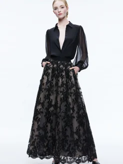 Alice and Olivia TINA EMBELLISHED GOWN SKIRT BLACK*CLOTHING