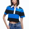 Alice and Olivia TREVA CROPPED POLO SHIRT SAPPHIRE/BLACK STRIPE*CLOTHING
