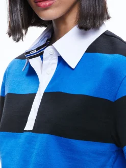 Alice and Olivia TREVA CROPPED POLO SHIRT SAPPHIRE/BLACK STRIPE*CLOTHING