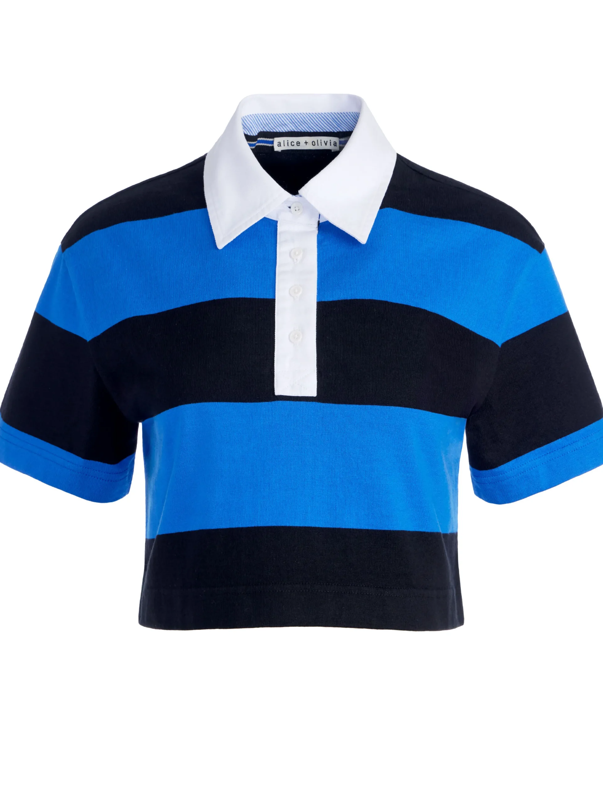 Alice and Olivia TREVA CROPPED POLO SHIRT SAPPHIRE/BLACK STRIPE*CLOTHING