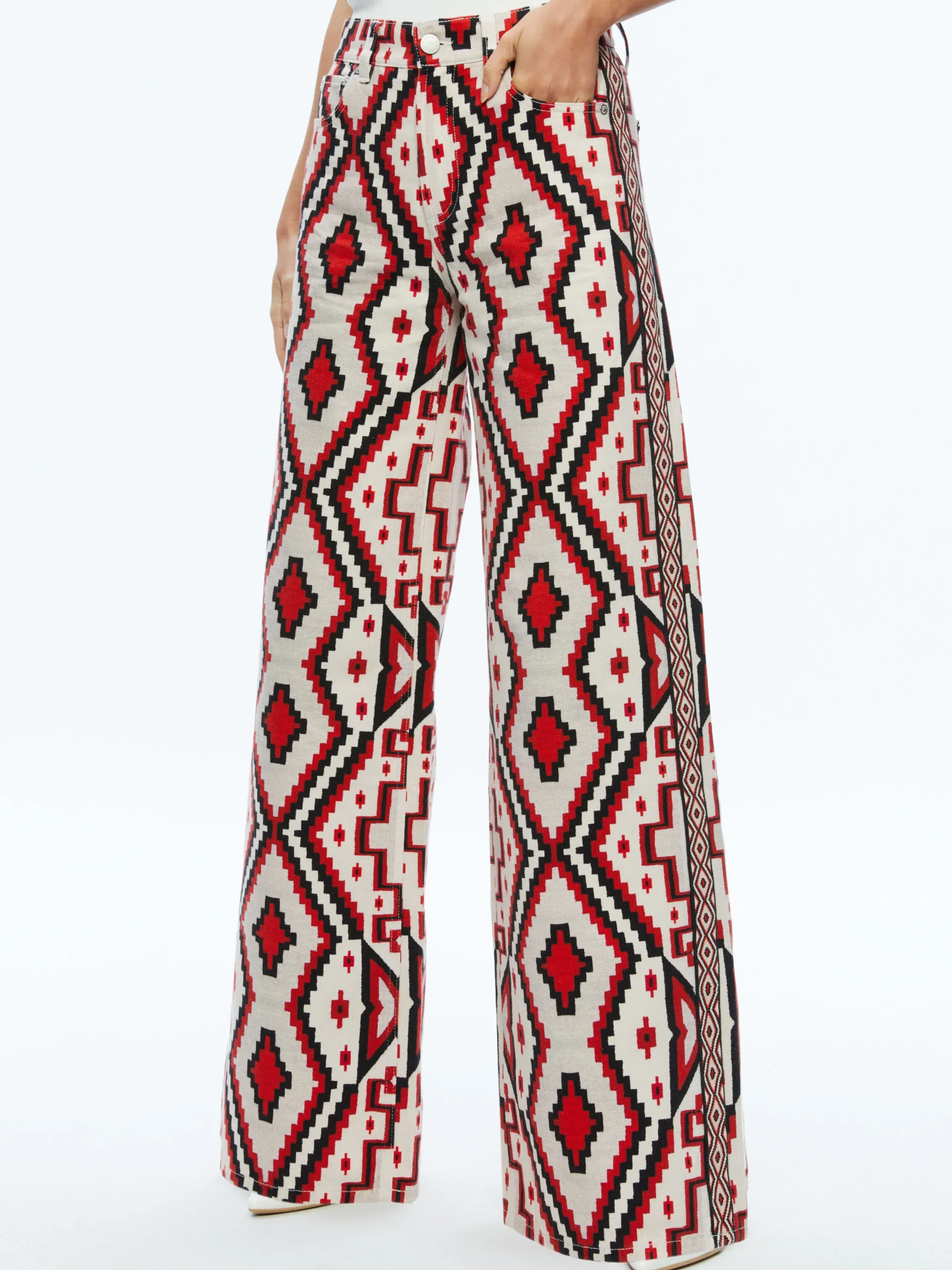 Alice and Olivia TRISH MID RISE BAGGY JEAN DREAM HOME BRIGHT RUBY*FEATURED SHOPS | CLOTHING | CLOTHING