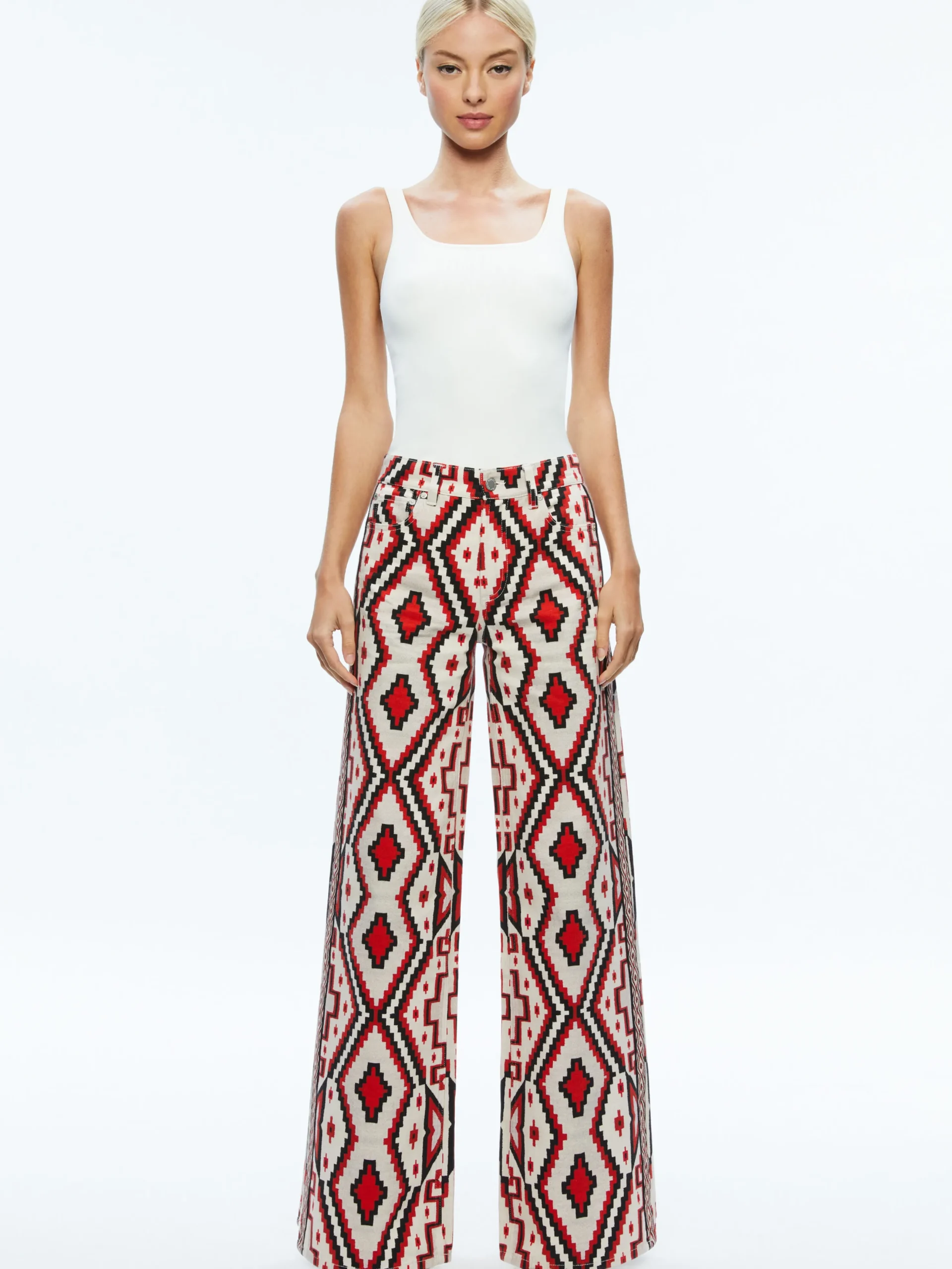 Alice and Olivia TRISH MID RISE BAGGY JEAN DREAM HOME BRIGHT RUBY*FEATURED SHOPS | CLOTHING | CLOTHING