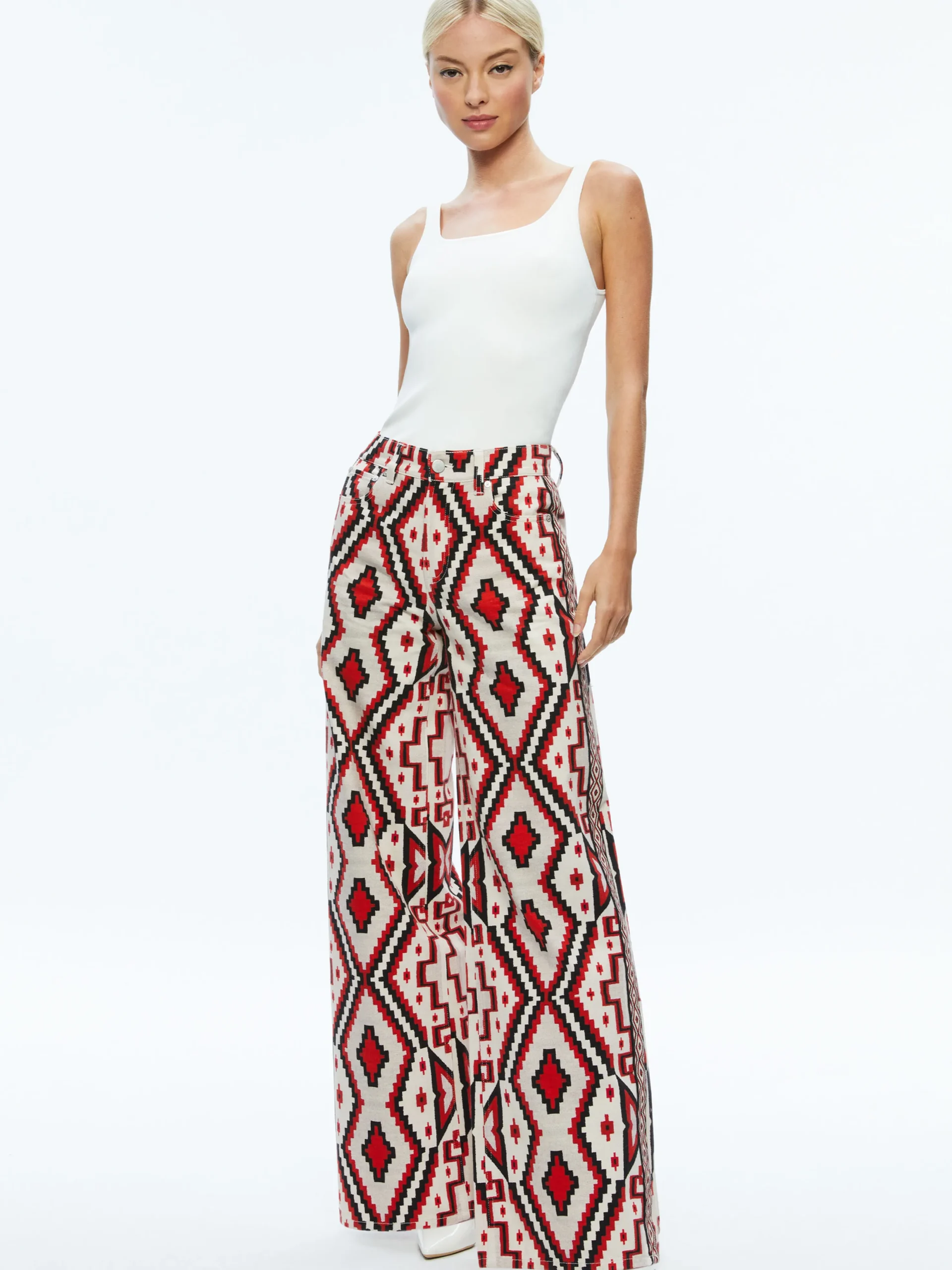 Alice and Olivia TRISH MID RISE BAGGY JEAN DREAM HOME BRIGHT RUBY*FEATURED SHOPS | CLOTHING | CLOTHING