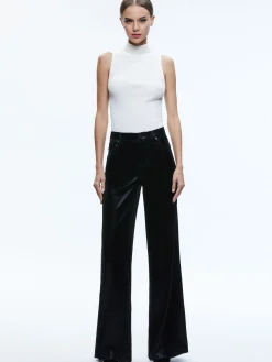 Alice and Olivia TRISH SHINY VEGAN LEATHER BAGGY PANT BLACK*FEATURED SHOPS | CLOTHING