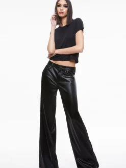 Alice and Olivia TRISH SHINY VEGAN LEATHER BAGGY PANT BLACK*FEATURED SHOPS | CLOTHING