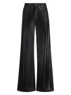 Alice and Olivia TRISH SHINY VEGAN LEATHER BAGGY PANT BLACK*FEATURED SHOPS | CLOTHING