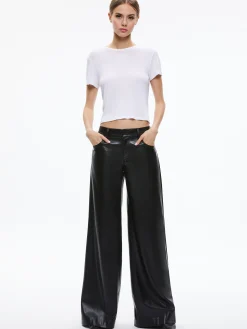 Alice and Olivia TRISH VEGAN LEATHER WIDE LEG PANT BLACK*FEATURED SHOPS | FEATURED SHOPS | CLOTHING