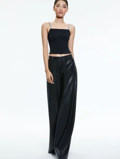 Alice and Olivia TRISH VEGAN LEATHER WIDE LEG PANT BLACK*FEATURED SHOPS | FEATURED SHOPS | CLOTHING