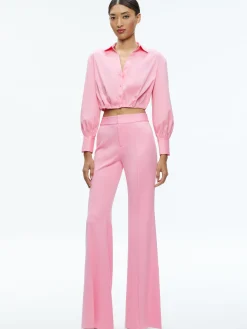 Alice and Olivia TRUDY CROPPED BUTTON DOWN CHERRY BLOSSOM*FEATURED SHOPS | CLOTHING