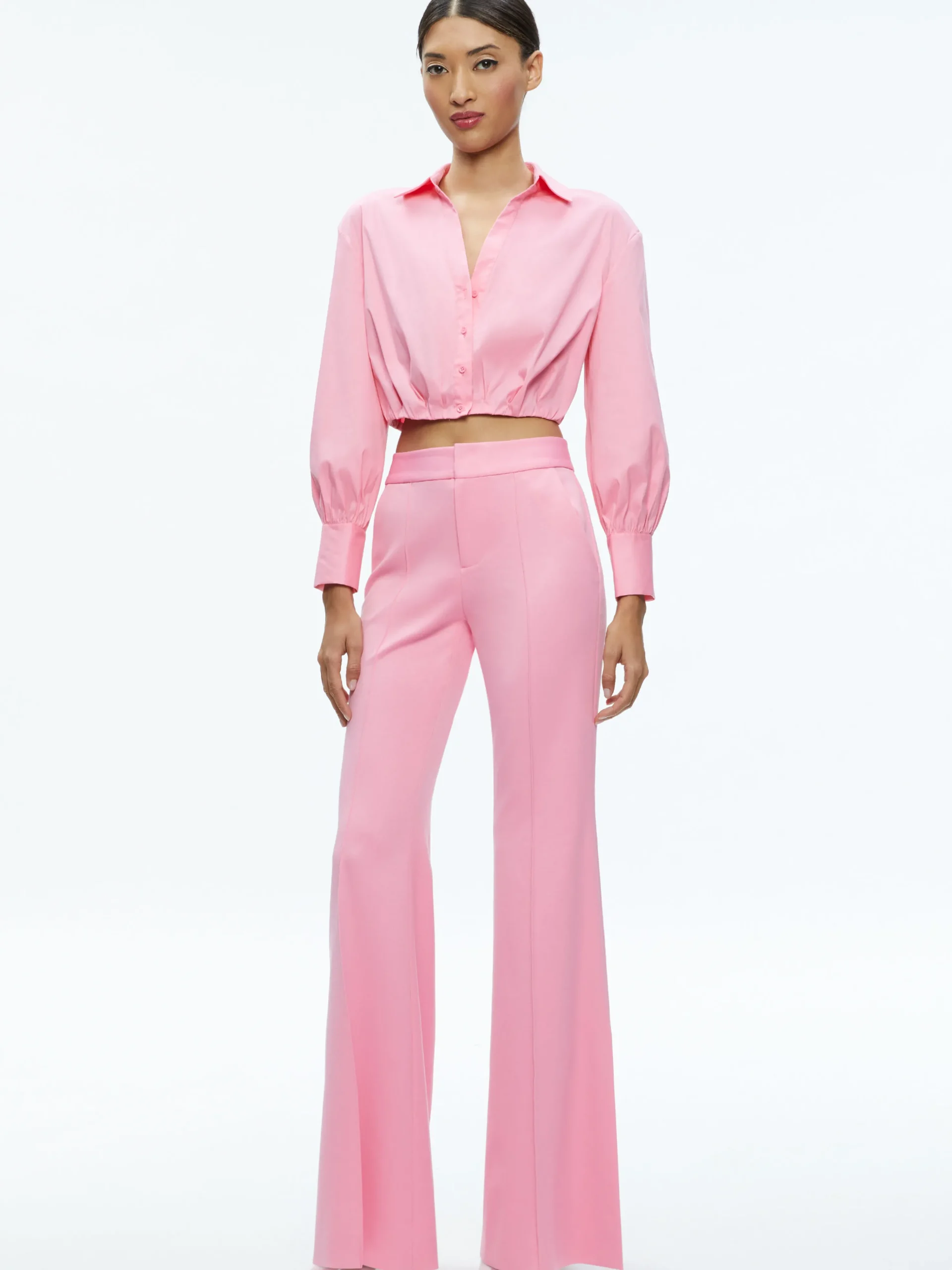 Alice and Olivia TRUDY CROPPED BUTTON DOWN CHERRY BLOSSOM*FEATURED SHOPS | CLOTHING