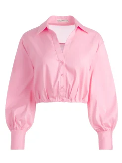 Alice and Olivia TRUDY CROPPED BUTTON DOWN CHERRY BLOSSOM*FEATURED SHOPS | CLOTHING