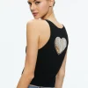 Alice and Olivia VAL CRYSTAL FRINGE CUTOUT TANK BLACK*FEATURED SHOPS | CLOTHING