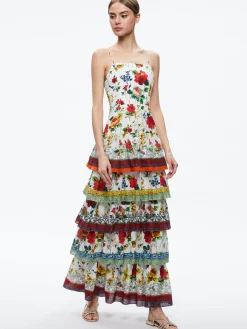 Alice and Olivia VALENCIA SPAGHETTI STRAP MAXI DRESS DEW FLORAL*DRESSES | DRESSES | CLOTHING