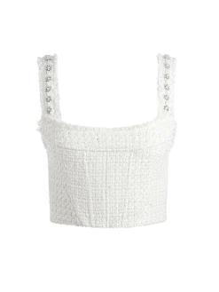 Alice and Olivia VICENTA EMBELLISHED STRUCTURED CORSET OFF WHITE MULTI*CLOTHING