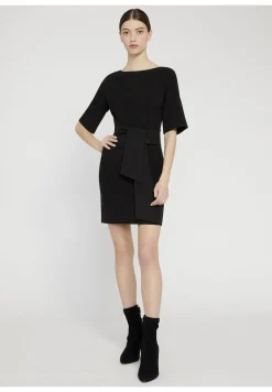 Alice and Olivia VIRGIL BOAT NK DRS W WRAP BELT BLACK*DRESSES | CLOTHING