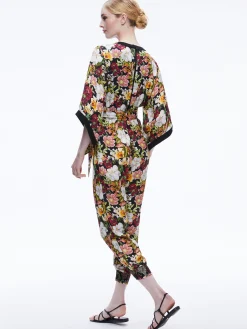 Alice and Olivia WALDA WRAP FRONT JUMPSUIT JUNIPER FLORAL BLACK*CLOTHING