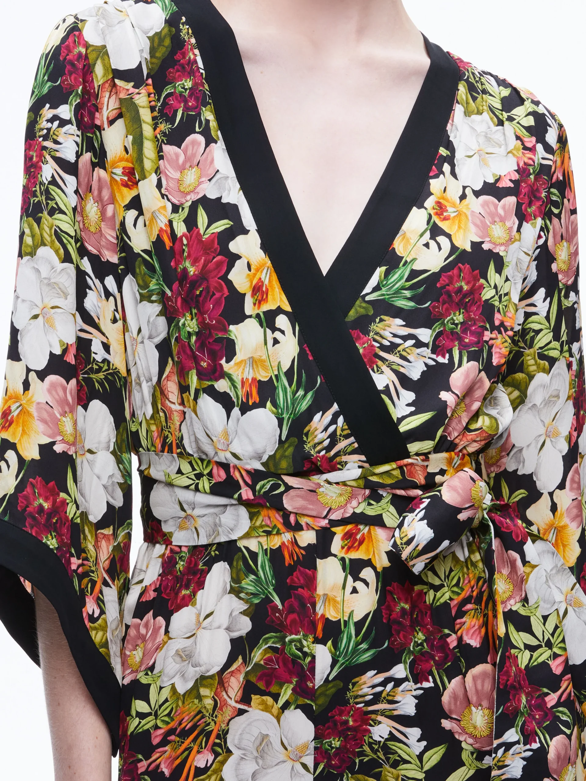 Alice and Olivia WALDA WRAP FRONT JUMPSUIT JUNIPER FLORAL BLACK*CLOTHING