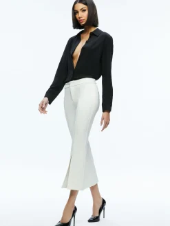 Alice and Olivia WALKER SLIT HEM PANT OFF WHITE*FEATURED SHOPS | CLOTHING | CLOTHING