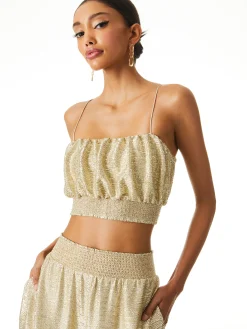 Alice and Olivia WENDEE RUCHED CROP TOP GOLD*CLOTHING