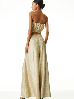 Alice and Olivia WENDEE RUCHED CROP TOP GOLD*CLOTHING