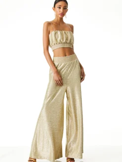 Alice and Olivia WENDEE RUCHED CROP TOP GOLD*CLOTHING