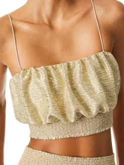 Alice and Olivia WENDEE RUCHED CROP TOP GOLD*CLOTHING