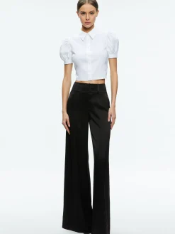 Alice and Olivia WILLA CROPPED PUFF SLEEVE BUTTON DOWN OFF WHITE*FEATURED SHOPS | FEATURED SHOPS | FEATURED SHOPS | CLOTHING