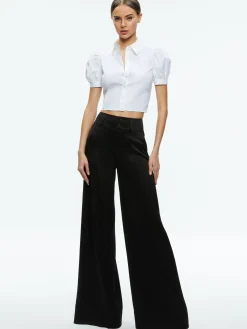 Alice and Olivia WILLA CROPPED PUFF SLEEVE BUTTON DOWN OFF WHITE*FEATURED SHOPS | FEATURED SHOPS | FEATURED SHOPS | CLOTHING