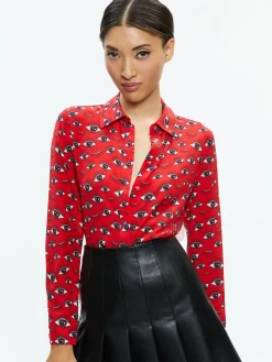 Alice and Olivia WILLA PLACKET TOP *CLOTHING