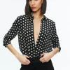 Alice and Olivia WILLA PLACKET TOP FANTASY DOT BLACK SM*FEATURED SHOPS | FEATURED SHOPS | FEATURED SHOPS | CLOTHING