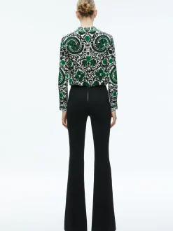 Alice and Olivia WILLA PLACKET TOP MONARCH LIGHT EMERALD SMALL*FEATURED SHOPS | CLOTHING