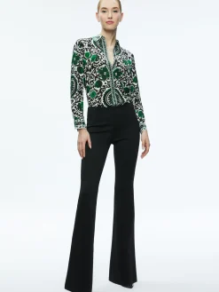 Alice and Olivia WILLA PLACKET TOP MONARCH LIGHT EMERALD SMALL*FEATURED SHOPS | CLOTHING