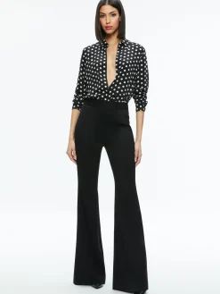 Alice and Olivia WILLA PLACKET TOP FANTASY DOT BLACK SM*FEATURED SHOPS | FEATURED SHOPS | FEATURED SHOPS | CLOTHING