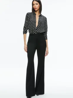 Alice and Olivia WILLA PLACKET TOP FANTASY DOT BLACK SM*FEATURED SHOPS | FEATURED SHOPS | FEATURED SHOPS | CLOTHING