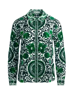 Alice and Olivia WILLA PLACKET TOP MONARCH LIGHT EMERALD SMALL*FEATURED SHOPS | CLOTHING