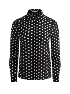 Alice and Olivia WILLA PLACKET TOP FANTASY DOT BLACK SM*FEATURED SHOPS | FEATURED SHOPS | FEATURED SHOPS | CLOTHING