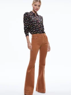 Alice and Olivia WILLA PLACKET TOP WITH PIPING RODEO BLACK*CLOTHING