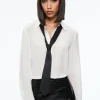 Alice and Olivia WILLA PLACKET TOP WITH TIE *CLOTHING
