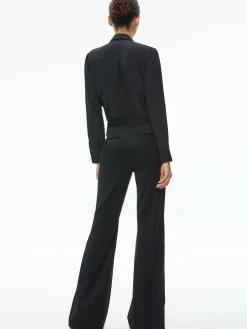 Alice and Olivia WILLA PLACKET TOP WITH TIE *CLOTHING