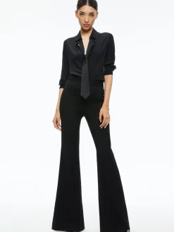 Alice and Olivia WILLA PLACKET TOP WITH TIE *CLOTHING